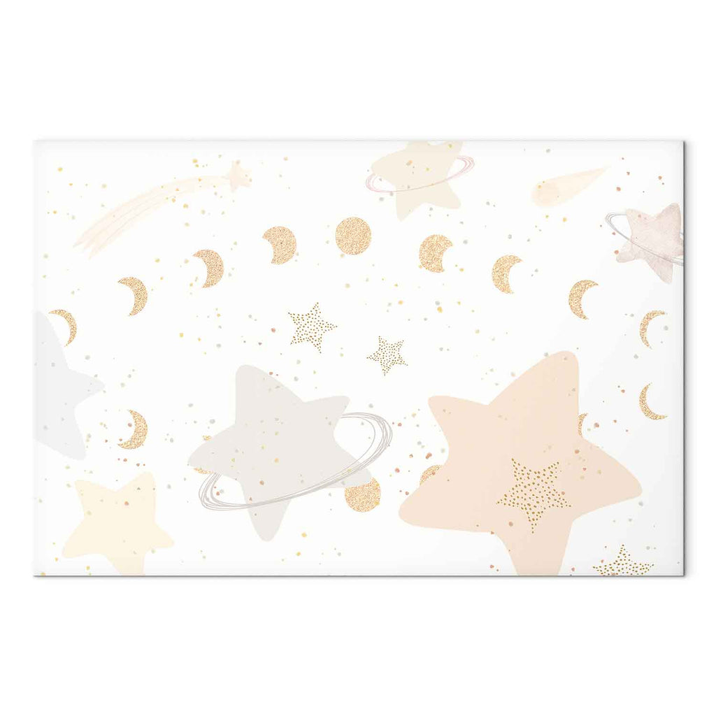 Moon Phases Galaxy Yellow Canvas Print