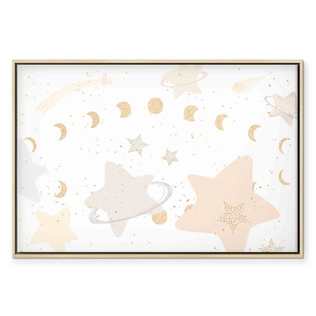Moon Phases Galaxy Yellow Canvas Print