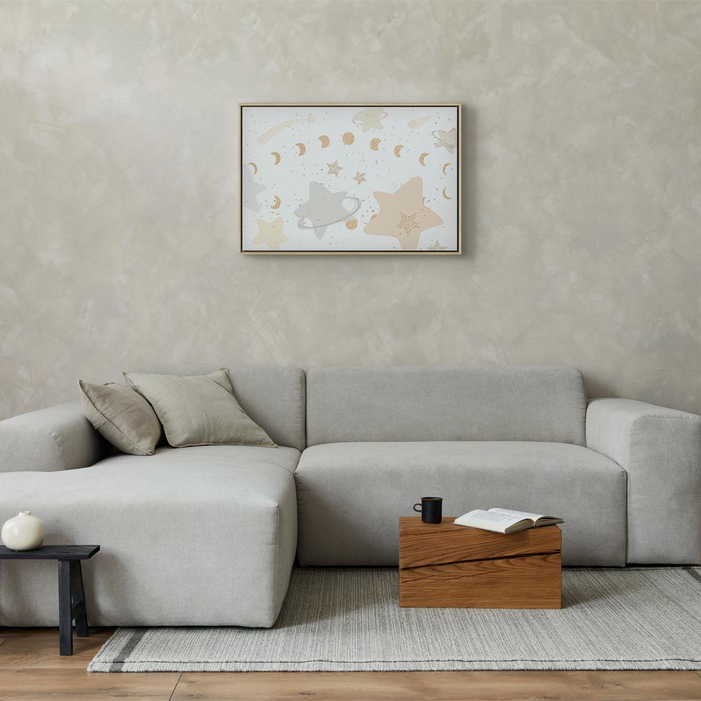 Leinwanddruck – Märchenhafte Galaxie mit Mondphasen