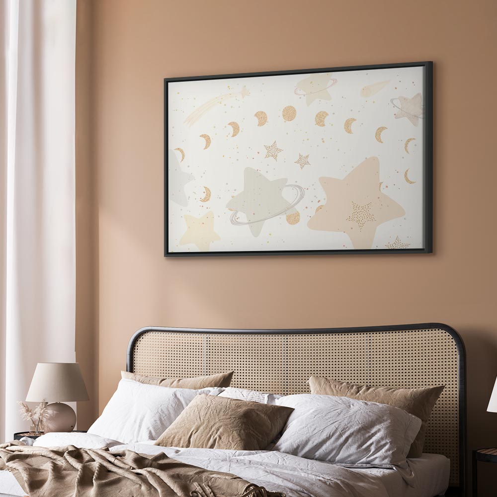 Leinwanddruck – Märchenhafte Galaxie mit Mondphasen