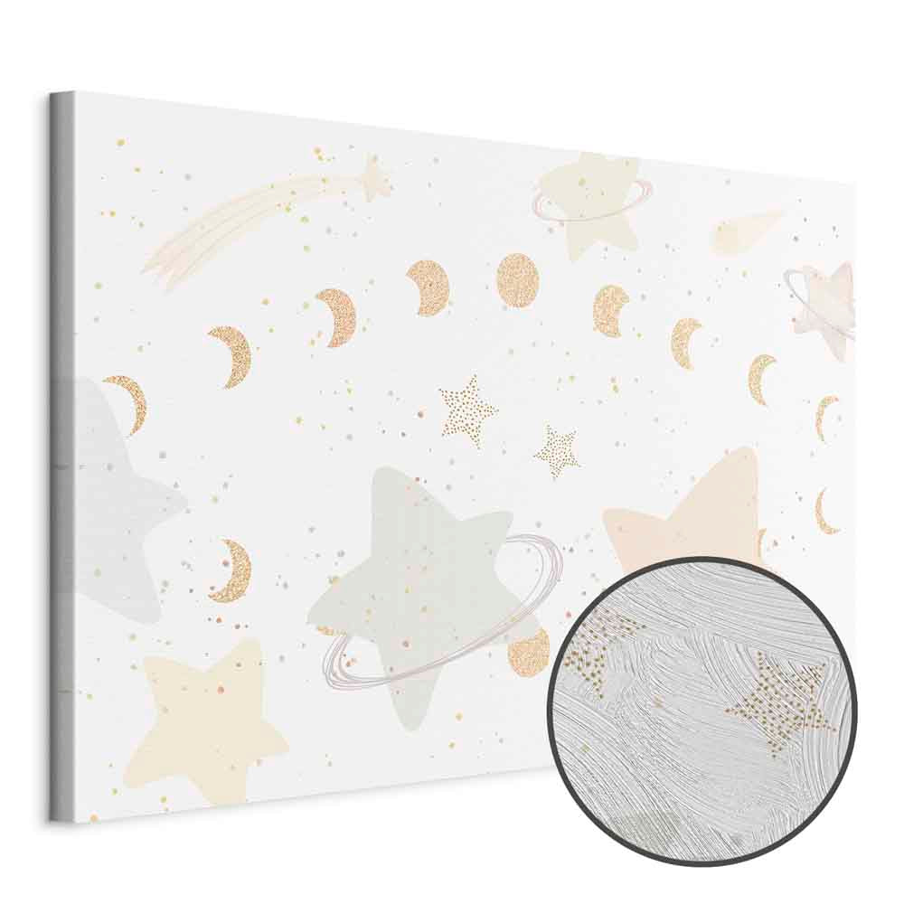Moon Phases Galaxy Yellow Canvas Print