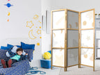 Japanese Room Divider 3-Panel for Children with Moon Phases Design