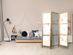 Japanese Room Divider 3-Panel for Children with Moon Phases Design