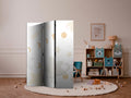 Moon Phases Galaxy Yellow 3-Panel Room Divider