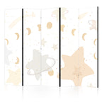 Room Divider - Fairy-Tale Galaxy Moon Phases in Yellow Beige and Ash with Stardust