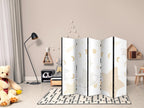 Room Divider - Fairy-Tale Galaxy Moon Phases in Yellow Beige and Ash with Stardust