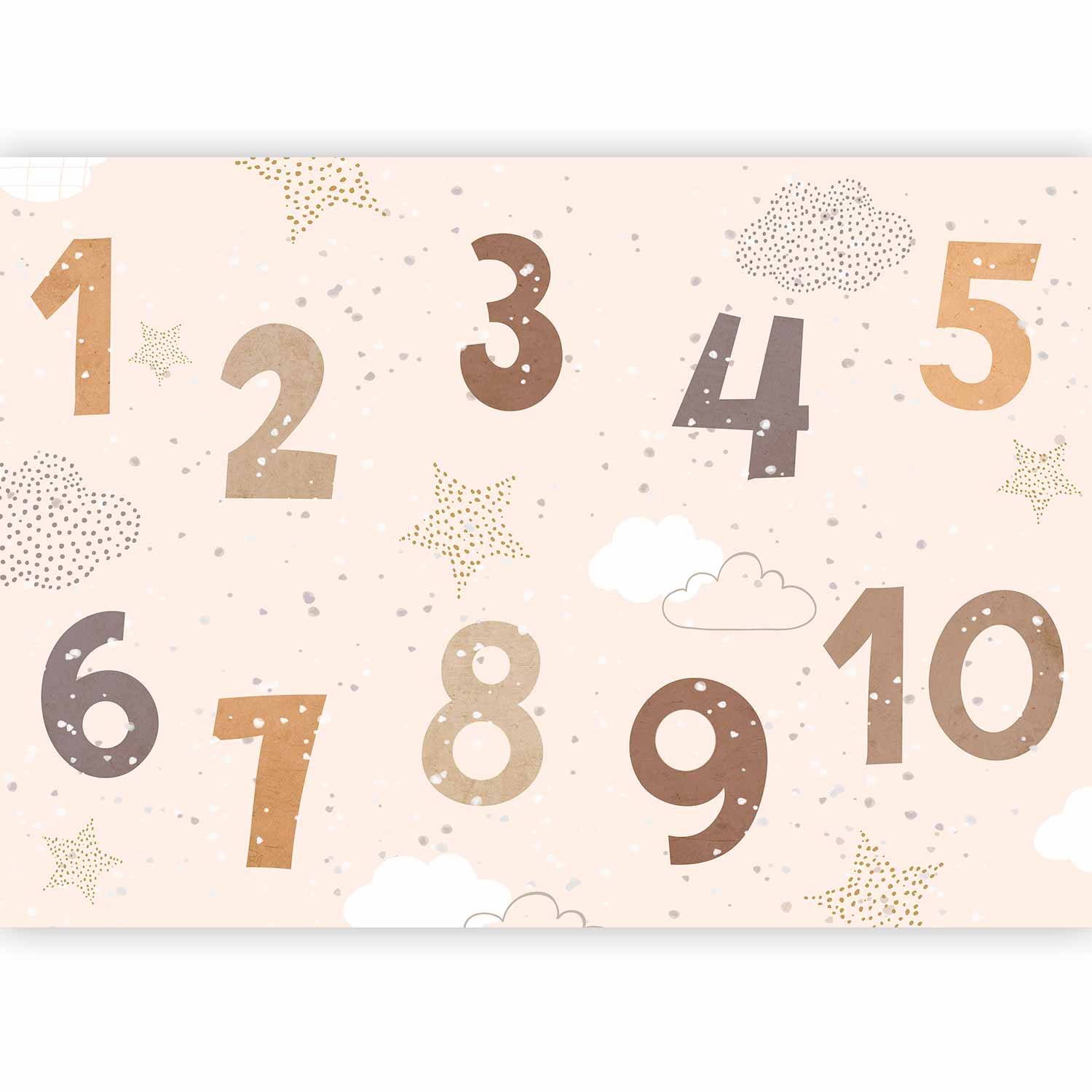 Wall Mural Numbers Among Snowflakes for Children