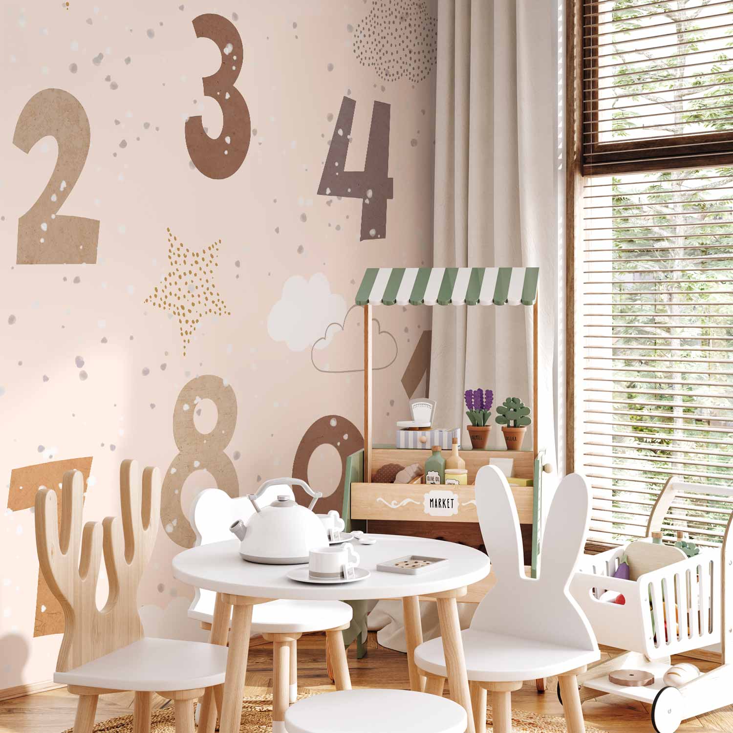 Snowflake Numbers Kids Wall Mural
