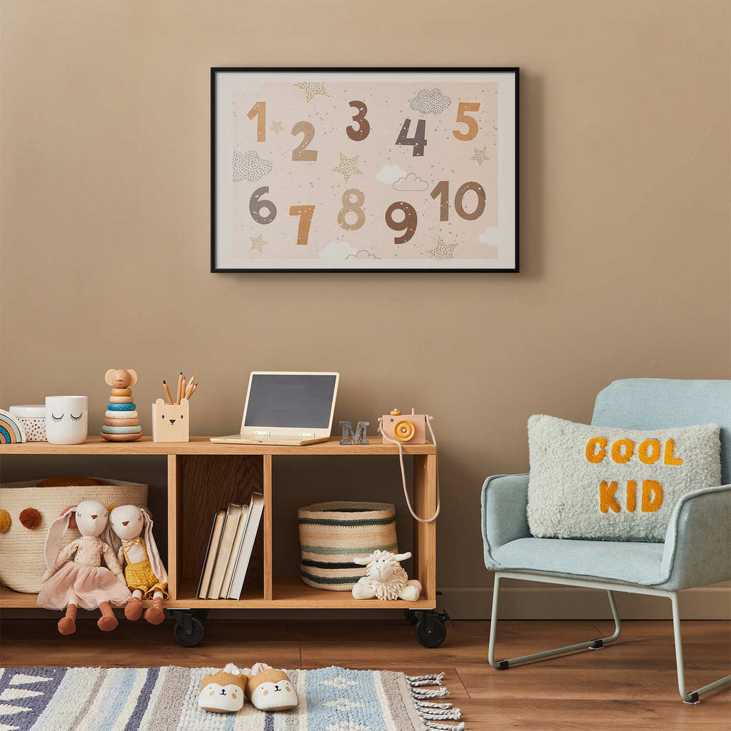 Falling Snow Numbers Kids Poster