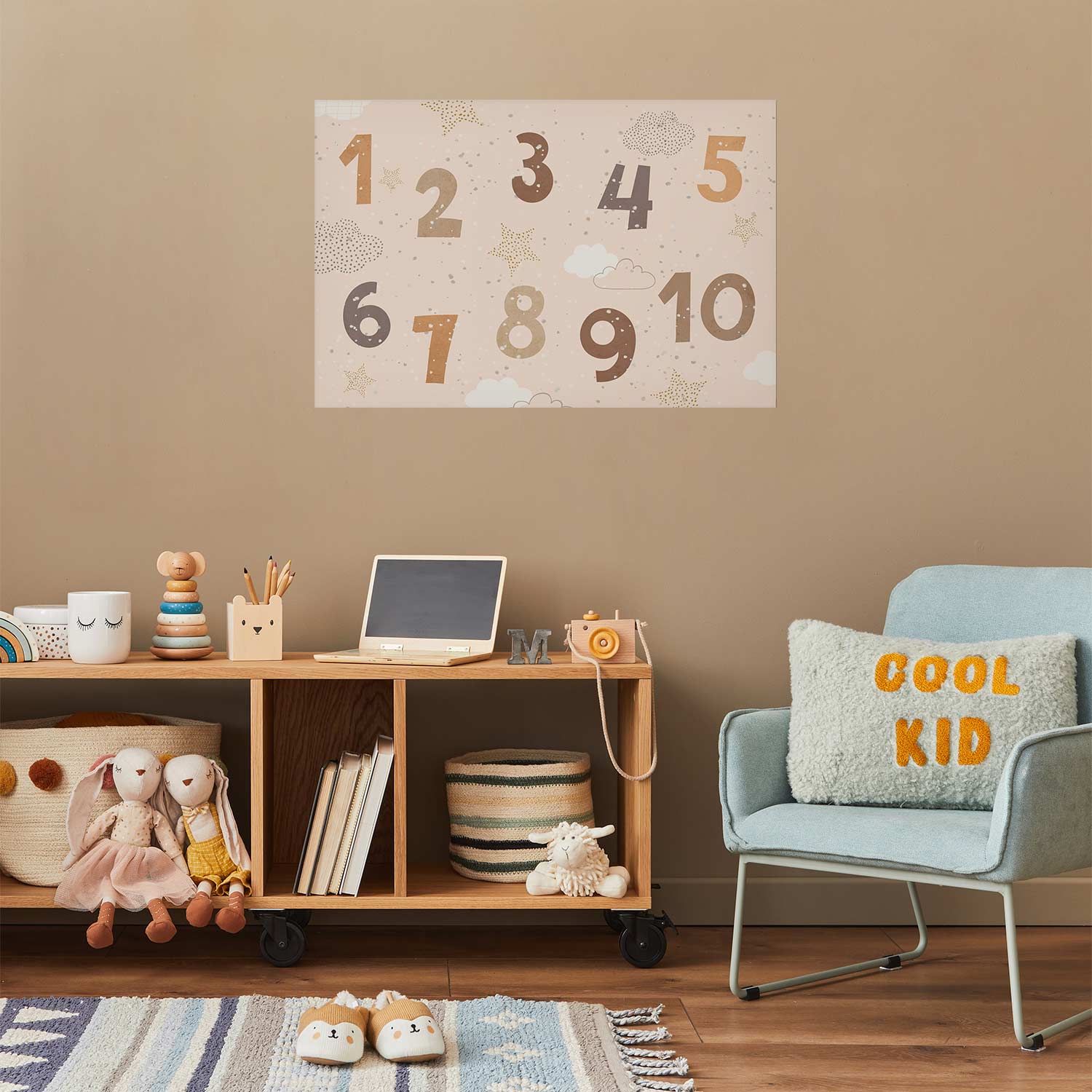 Falling Snow Numbers Kids Poster