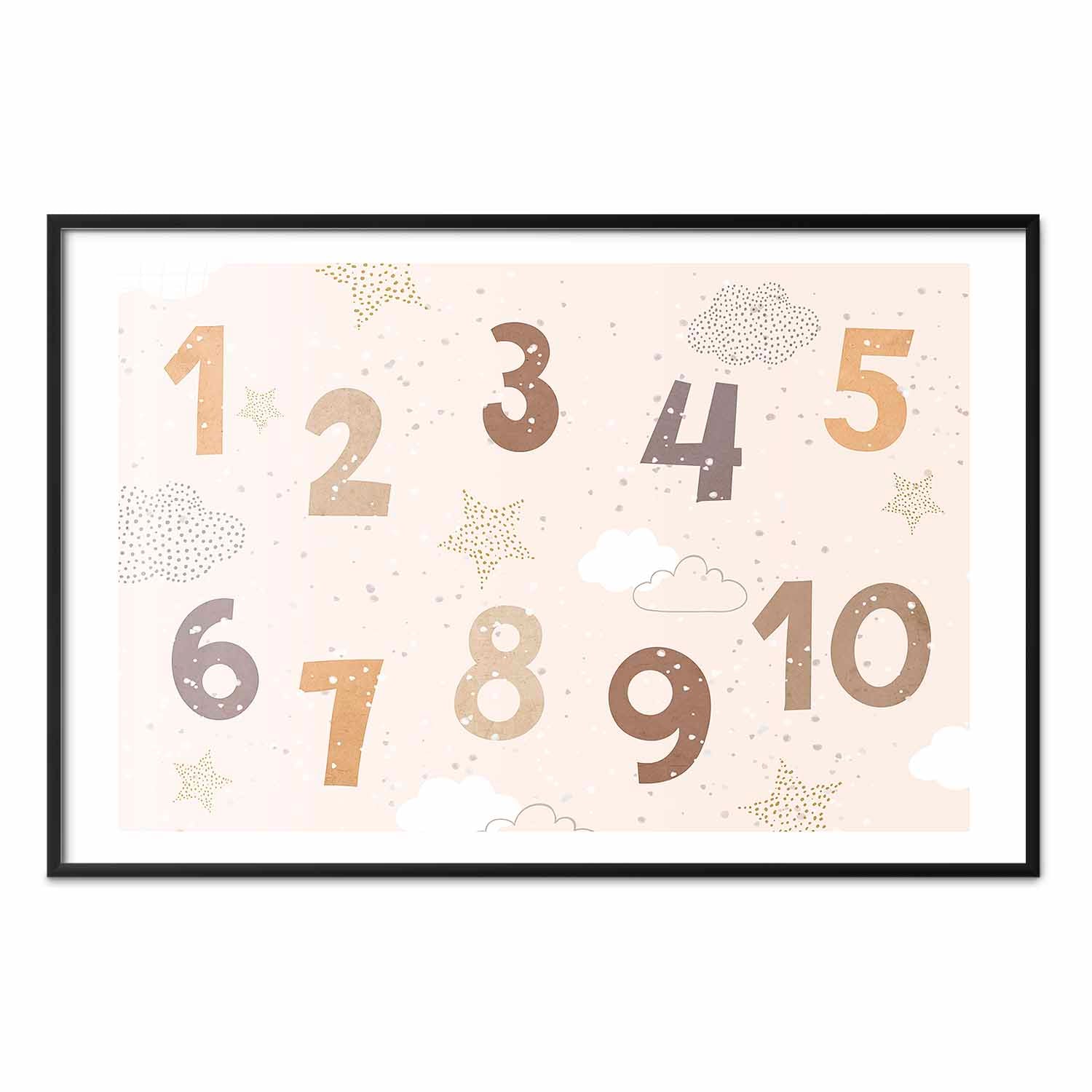Falling Snow Numbers Kids Poster