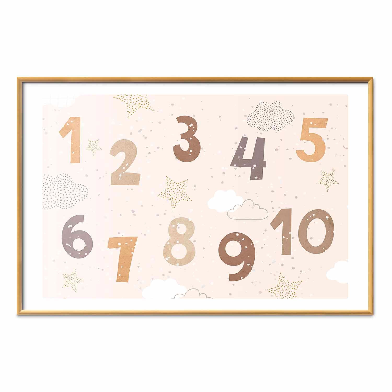 Falling Snow Numbers Kids Poster