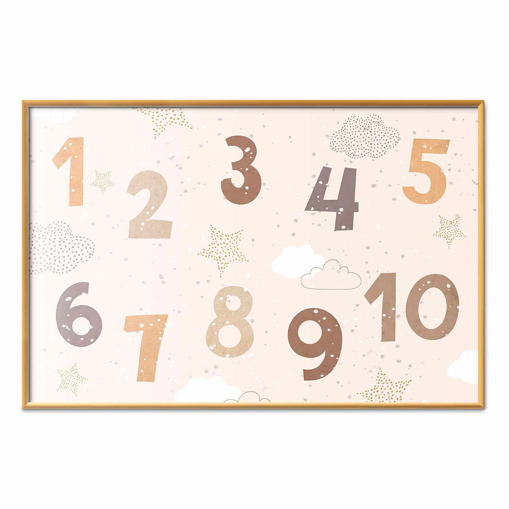 Falling Snow Numbers Kids Poster