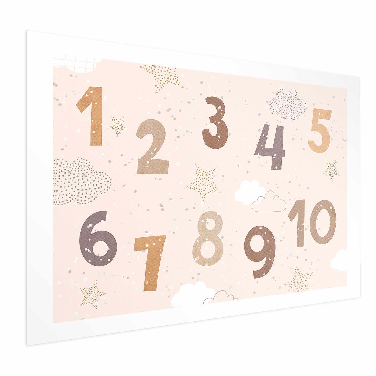 Falling Snow Numbers Kids Poster