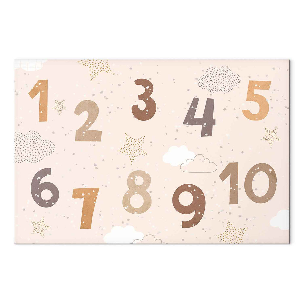 Jumping Numbers Beige Brown Canvas Print