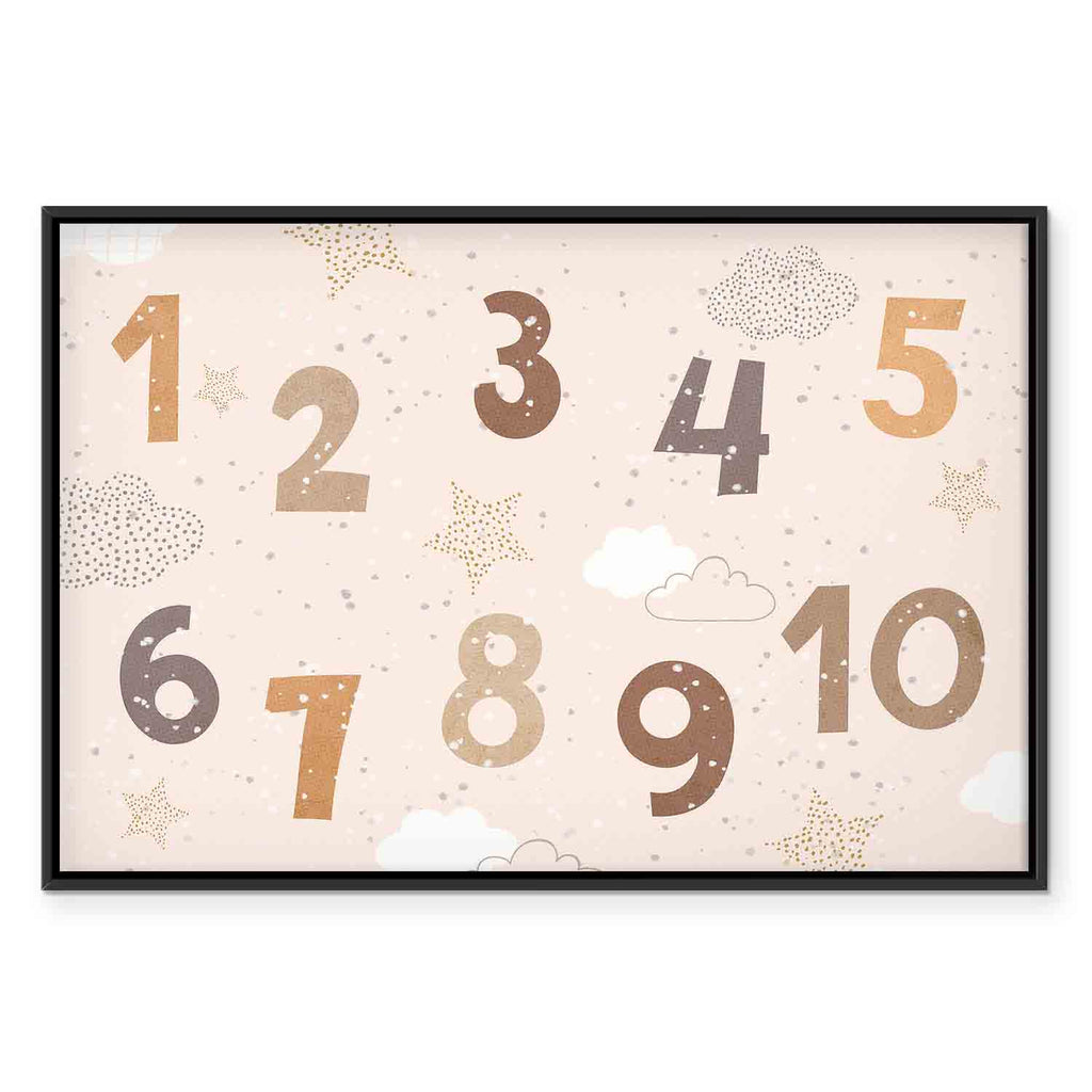 Jumping Numbers Beige Brown Canvas Print