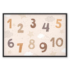Jumping Numbers Beige Brown Canvas Print