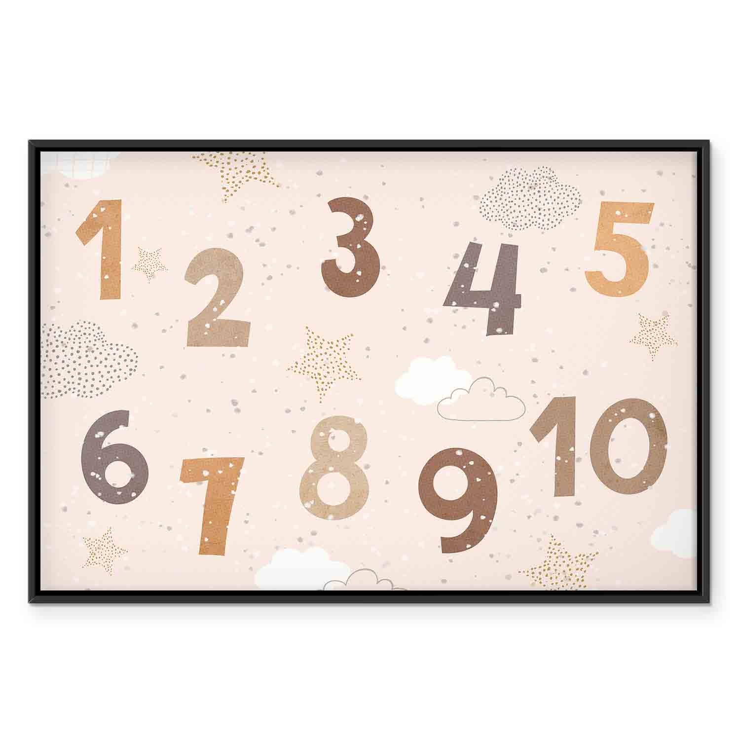 Jumping Numbers Beige Brown Canvas Print