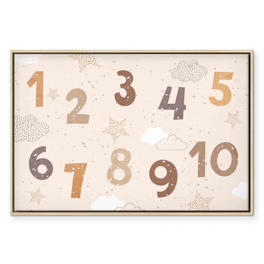 Jumping Numbers Beige Brown Canvas Print