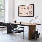 Canvas Print Jumping Numbers in Beige-Brown Snowflakes Stars Clouds