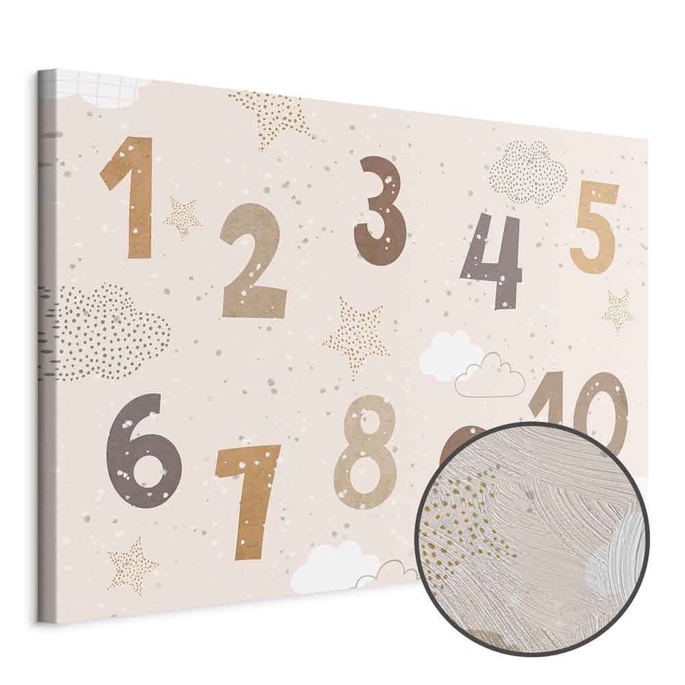 Jumping Numbers Beige Brown Canvas Print
