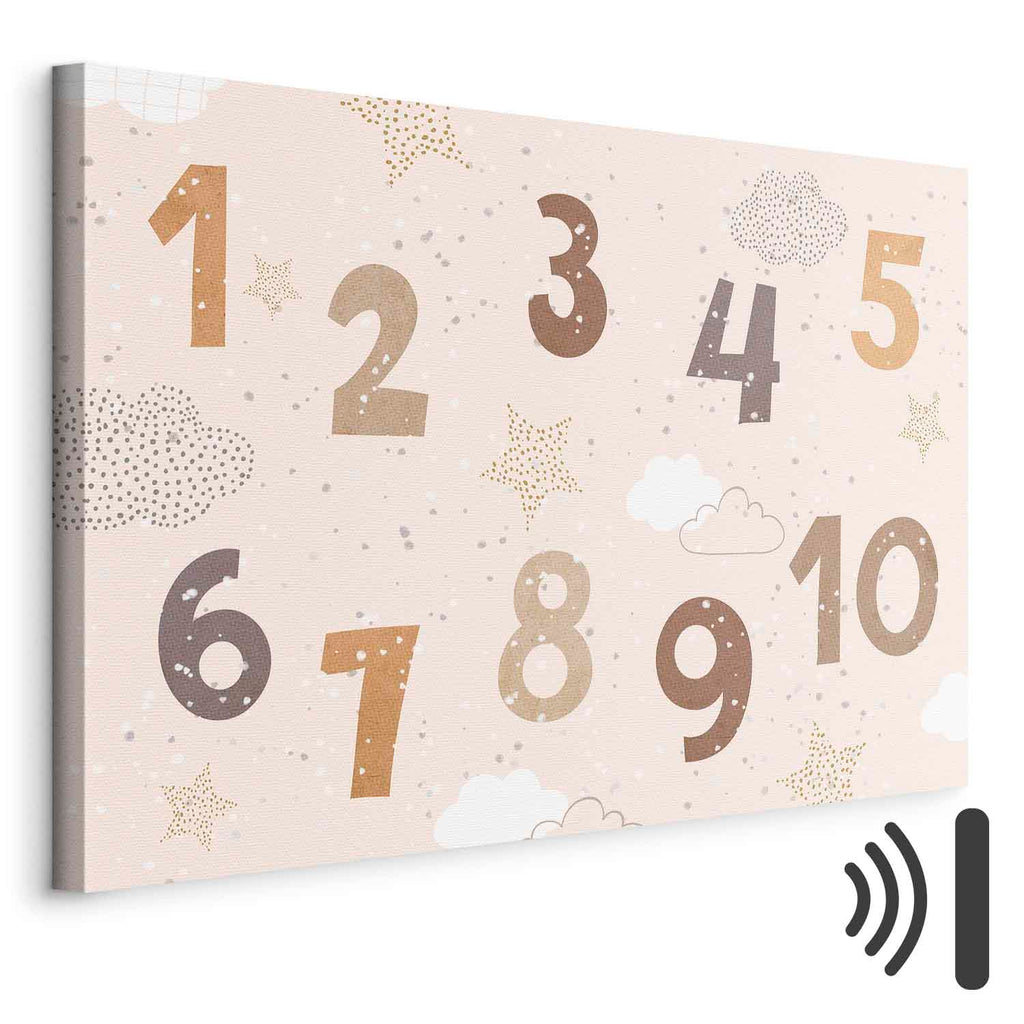 Jumping Numbers Beige Brown Canvas Print
