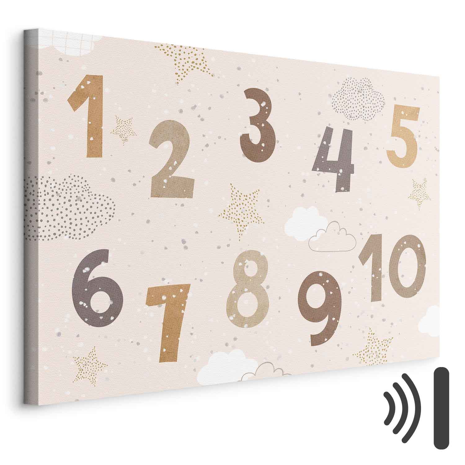 Jumping Numbers Beige Brown Canvas Print