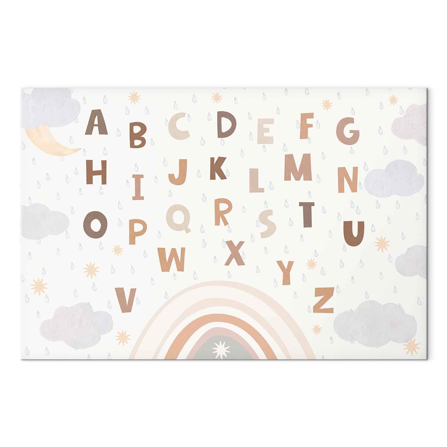 Rainbow Alphabet Clouds Kids Canvas Print