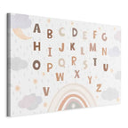 Canvas Print Letters Above the Rainbow with Moon and Stars on Light Background