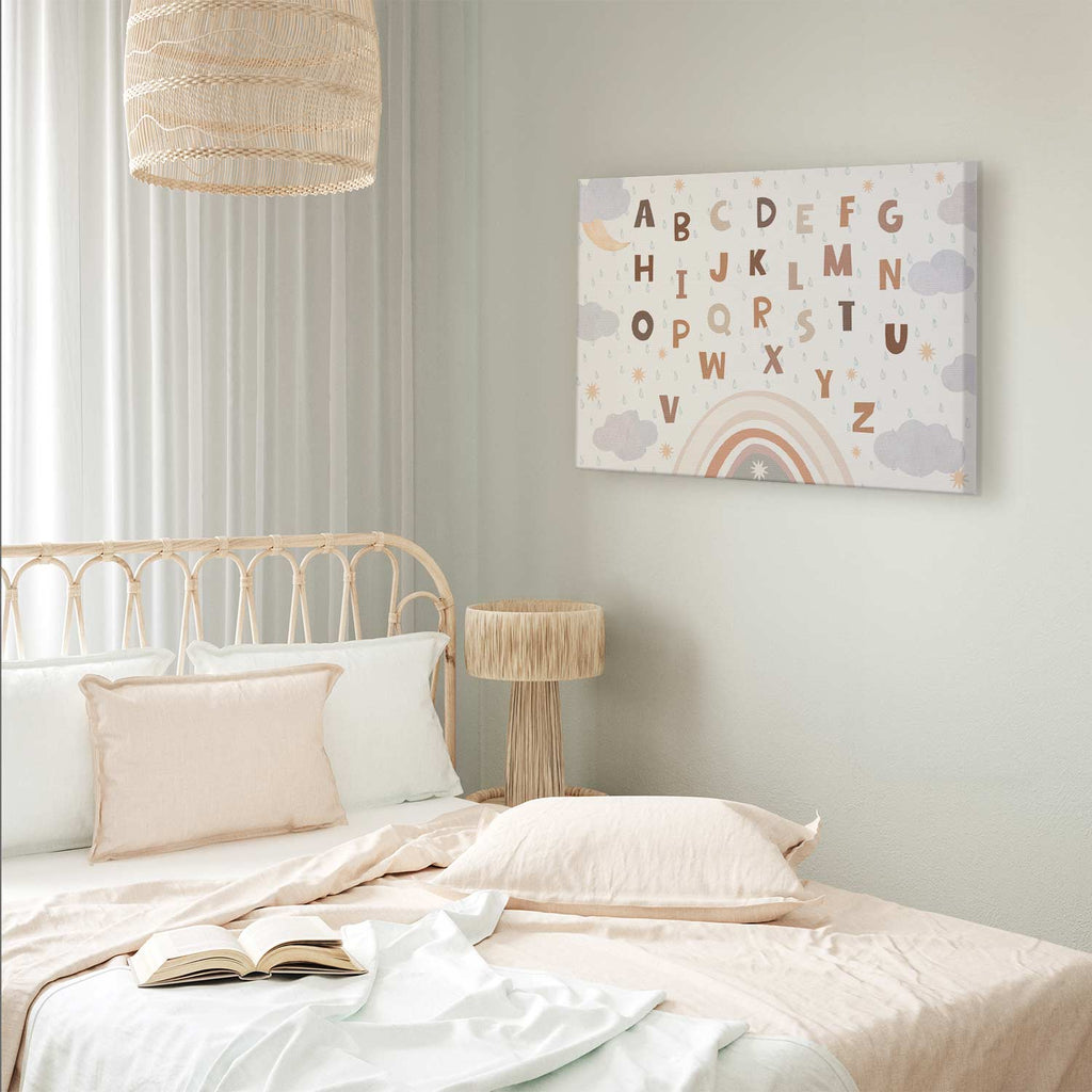 Rainbow Alphabet Clouds Kids Canvas Print