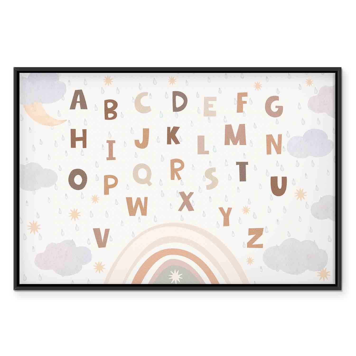 Rainbow Alphabet Clouds Kids Canvas Print