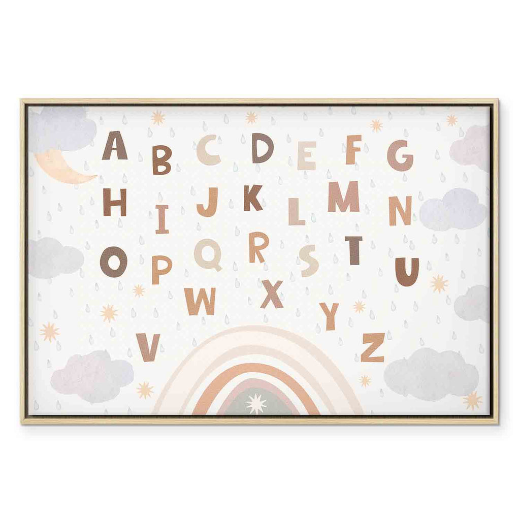 Rainbow Alphabet Clouds Kids Canvas Print