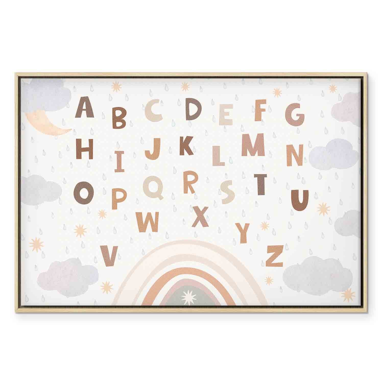 Rainbow Alphabet Clouds Kids Canvas Print