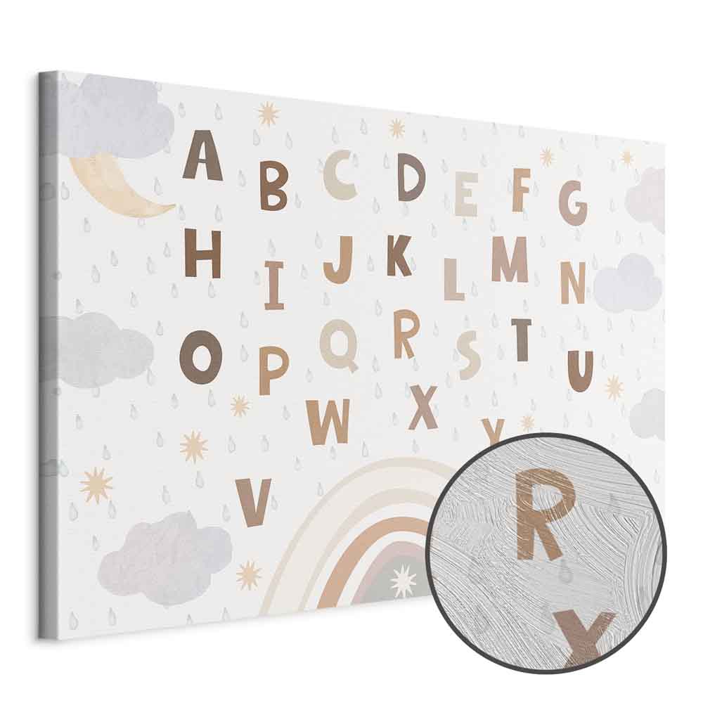 Rainbow Alphabet Clouds Kids Canvas Print