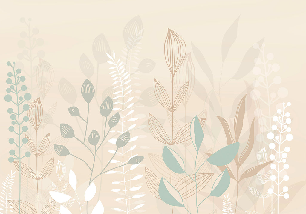 Wall Mural Leaves – Pastel Beige Glade