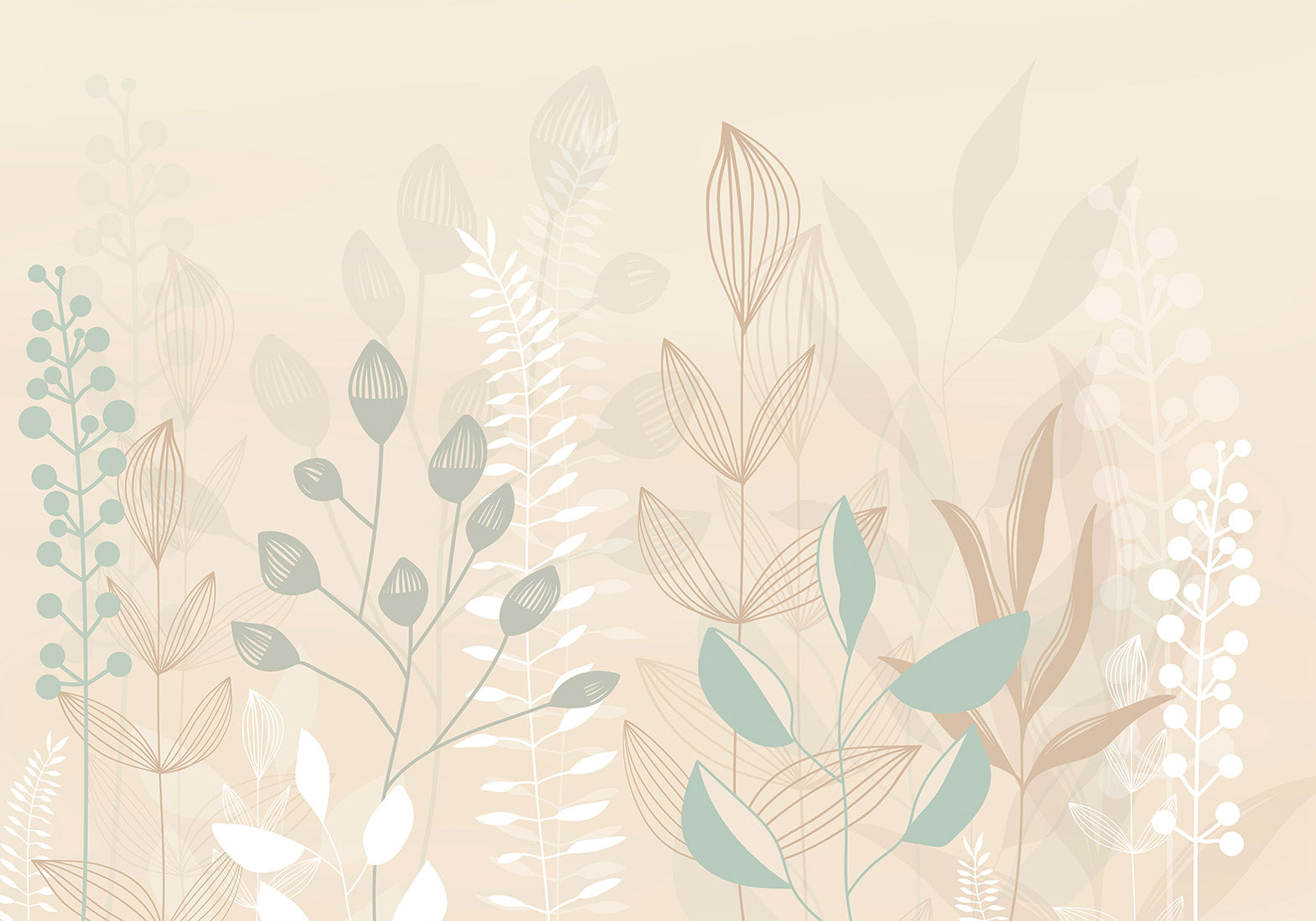 Wall Mural Leaves – Pastel Beige Glade