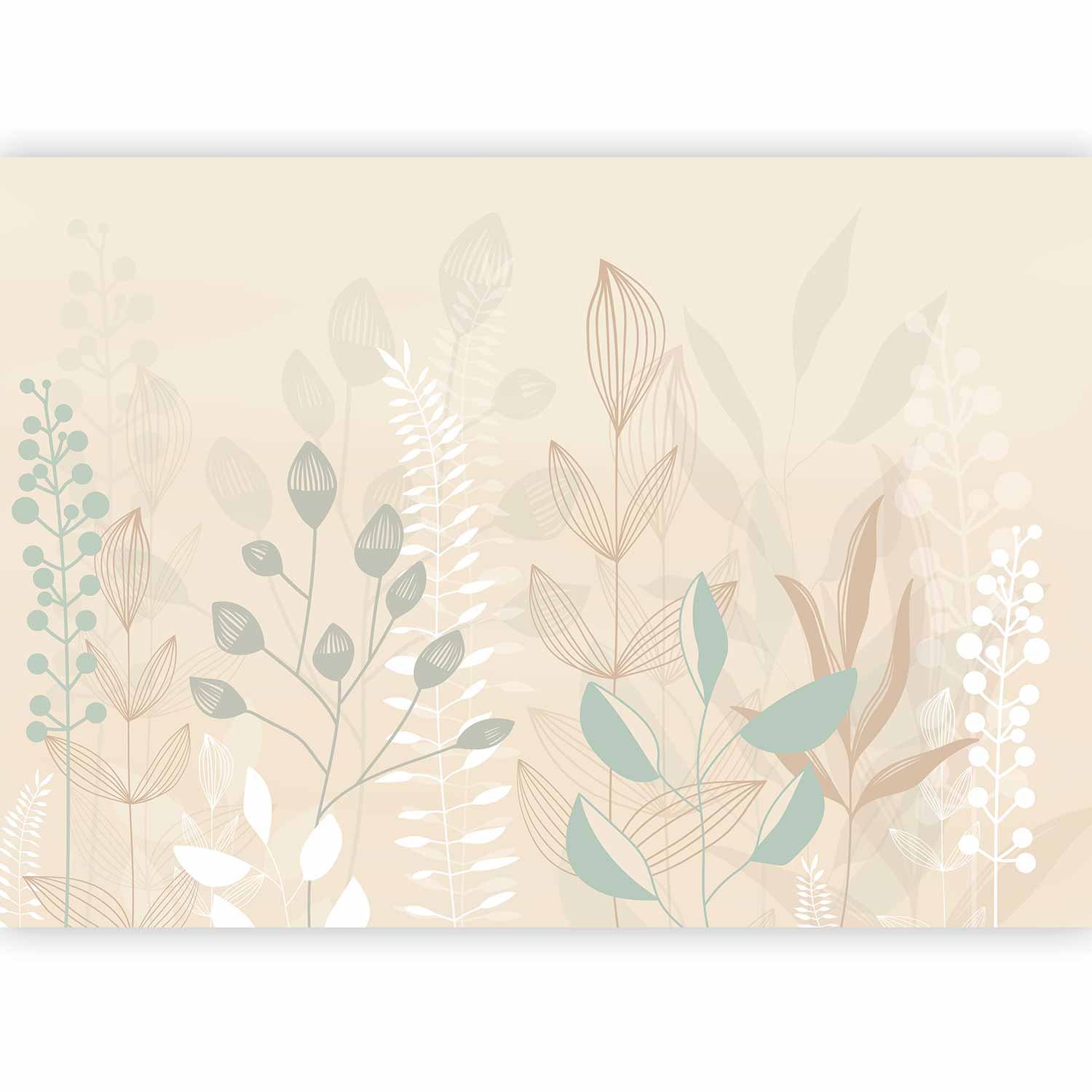 Wall Mural Leaves – Pastel Beige Glade