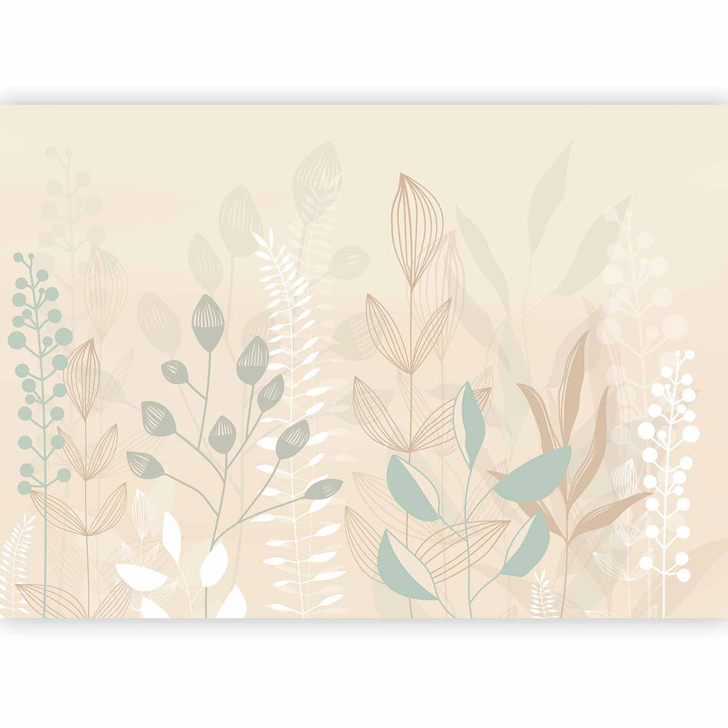 Wall Mural Leaves – Pastel Beige Glade