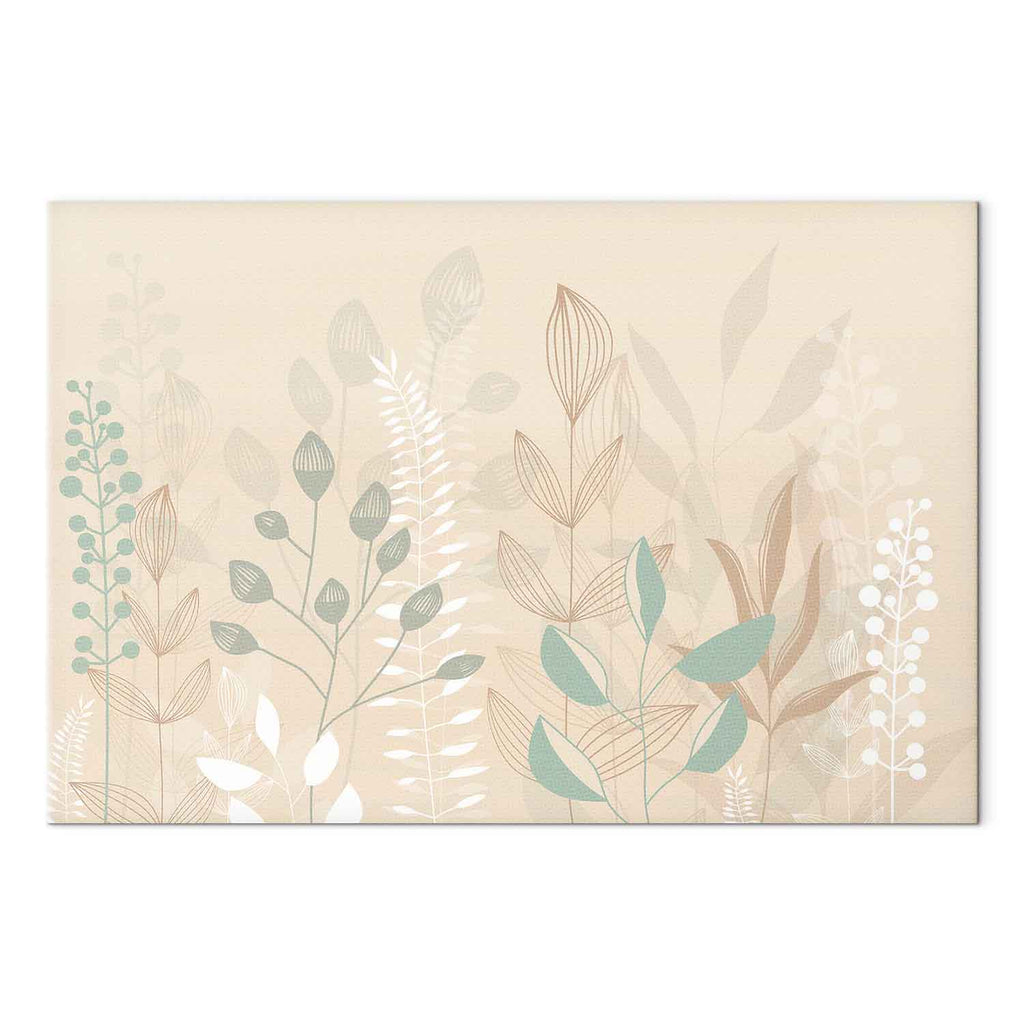 Pastel Meadow Plants Beige Canvas Print