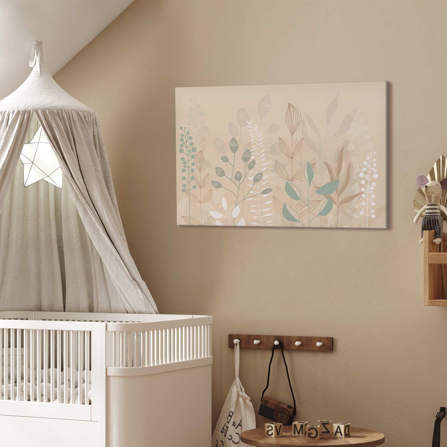 Pastel Meadow Plants Beige Canvas Print