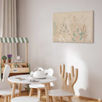 Pastel Meadow Plants Beige Canvas Print