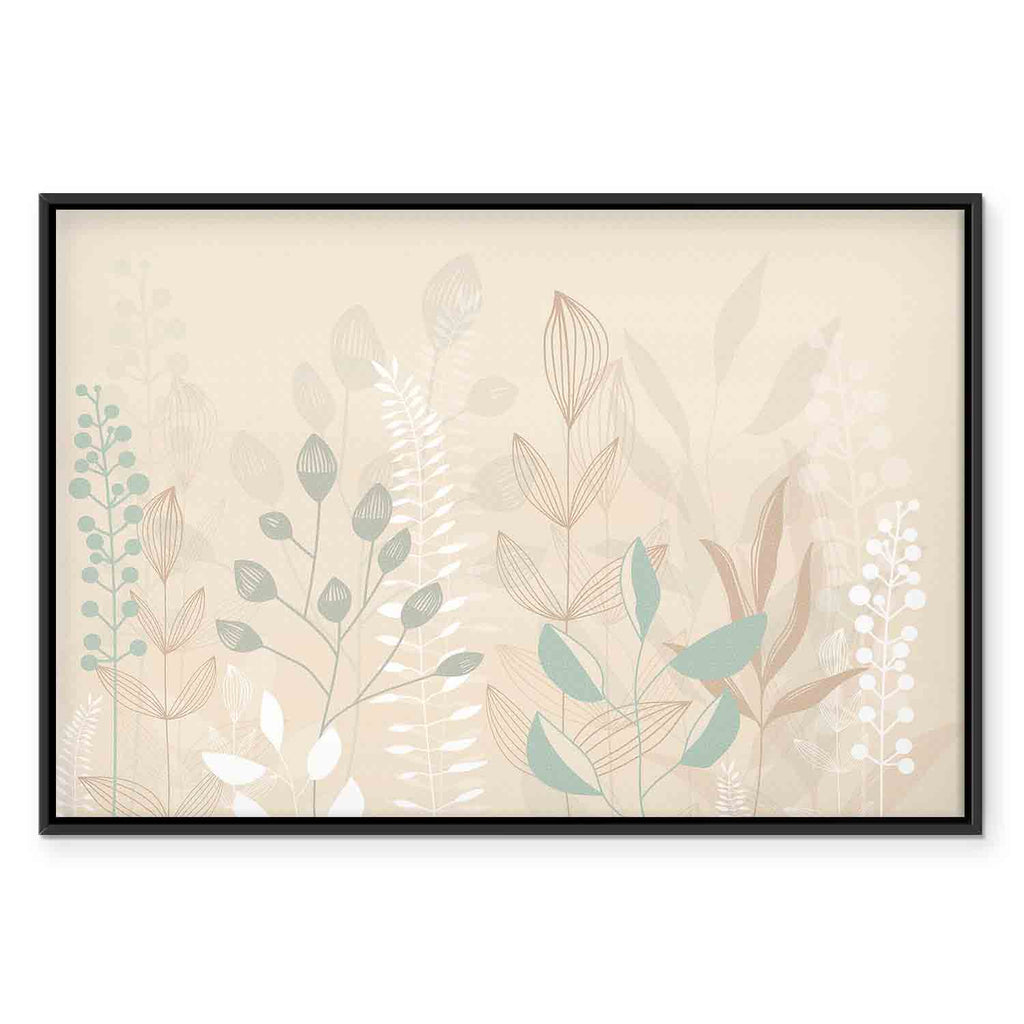 Pastel Meadow Plants Beige Canvas Print