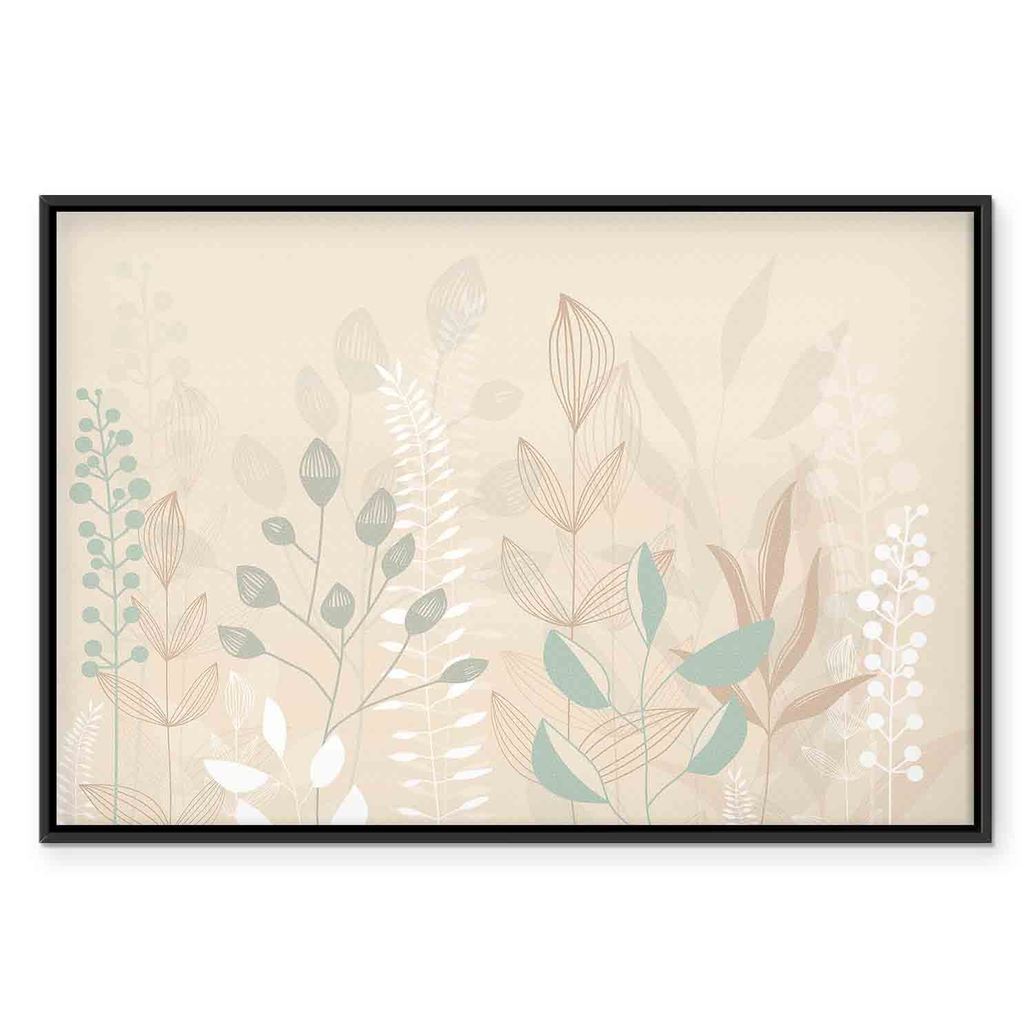 Pastel Meadow Plants Beige Canvas Print