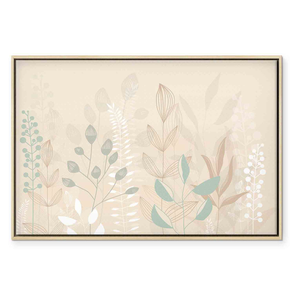 Pastel Meadow Plants Beige Canvas Print