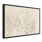 Canvas Print Morning in the Meadow - Pastel Plants on Beige Background