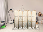 Japanese Room Divider 5-Panel Pastel Plant Motif
