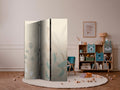 Pastel Meadow Plants Beige 3-Panel Room Divider