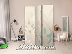 Room Divider Morning in the Meadow - Pastel Plants on Beige Background