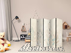 Room Divider Morning in the Meadow with Pastel Plant Motifs on Beige