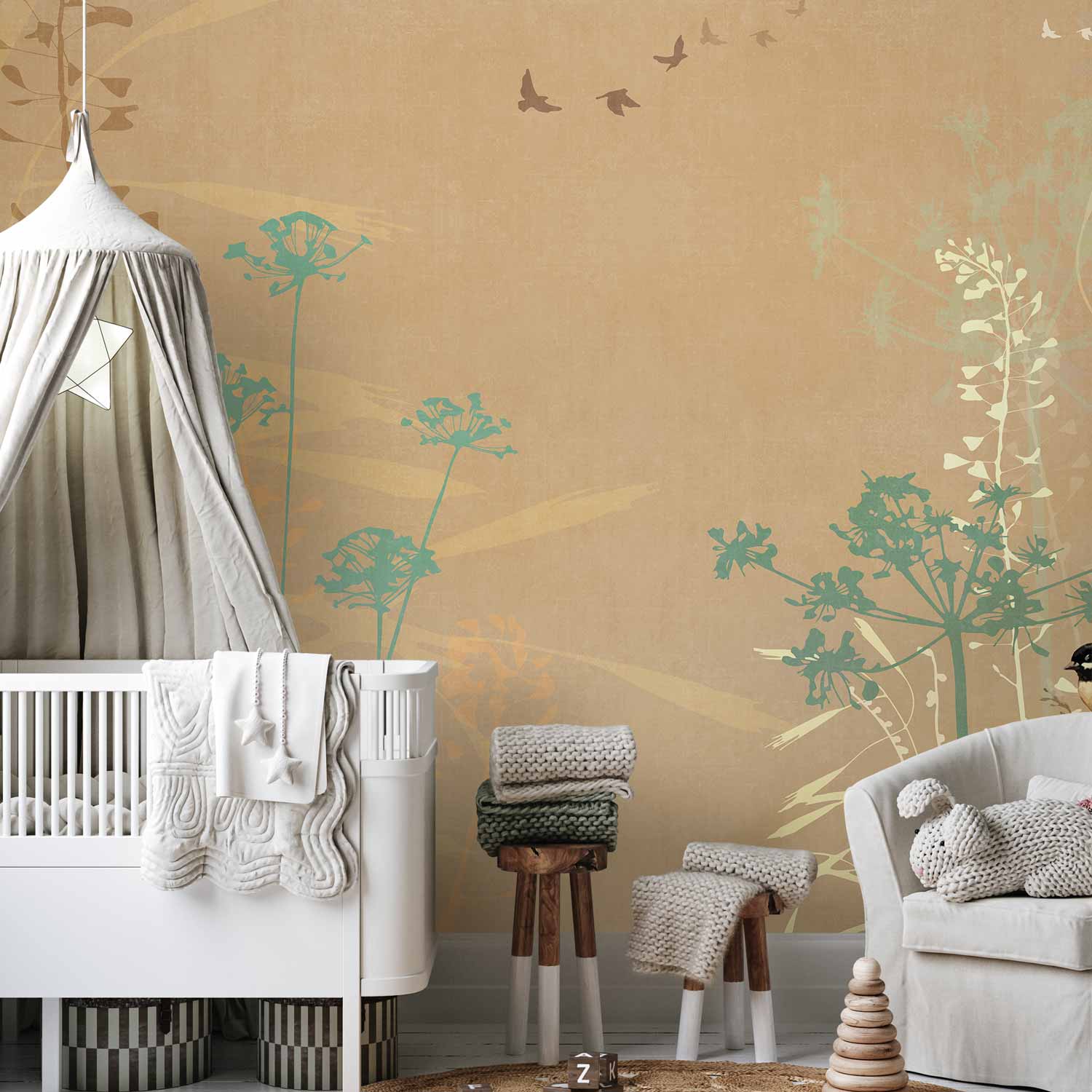 Wandbild Vogel auf der Wiese